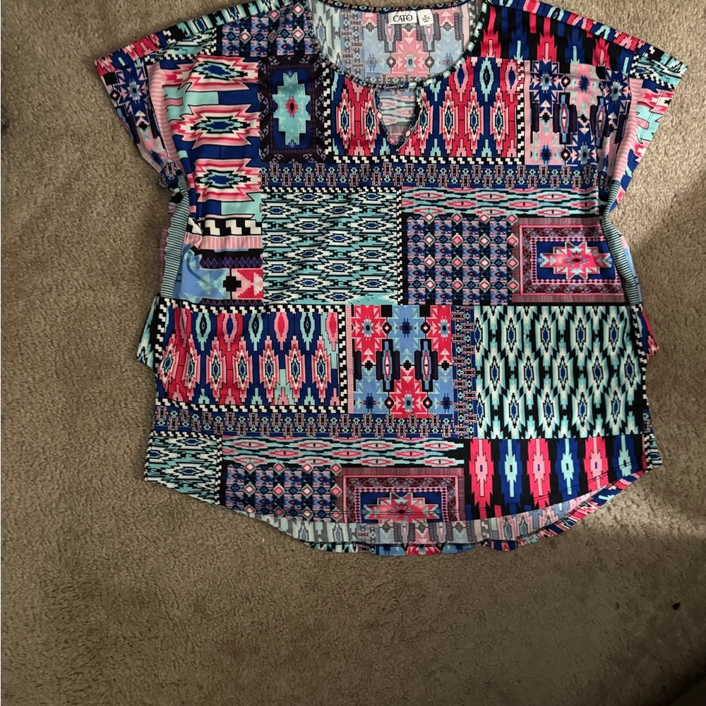 Cato Multicolor Geometric Print Blouse